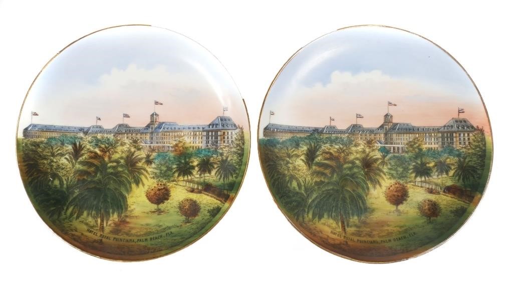 Appraisal: Two vintage plates hand-painted scene Hotel Royal Poinciana Painted for