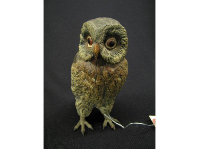 Appraisal: Austria Bronze Owl Figurine cold painted attributed to Bergman tall