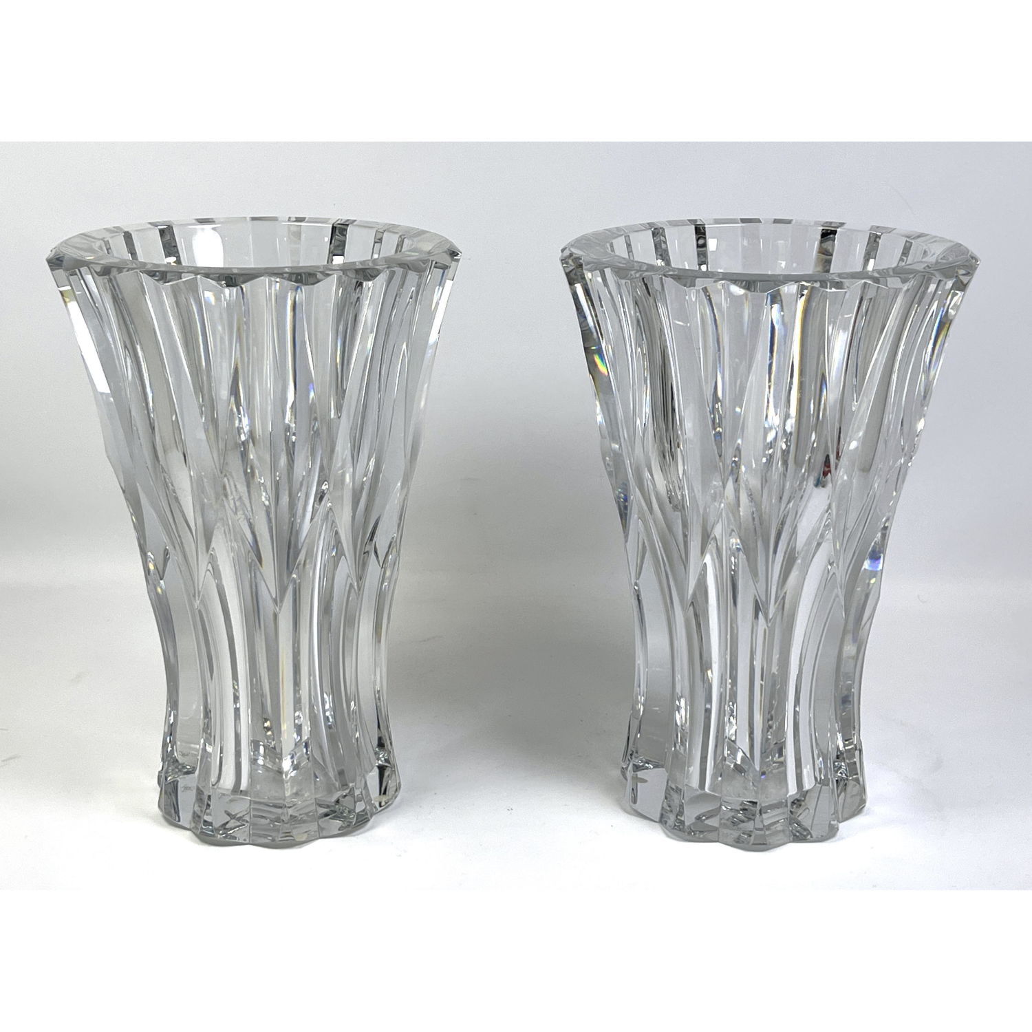 Appraisal: Pair Massive Baccarat Crystal Vases Hard to find in this