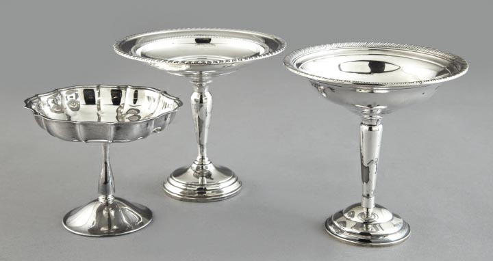 Appraisal: Group of Three American Silver Footed Sweetmeats Stands second quarter