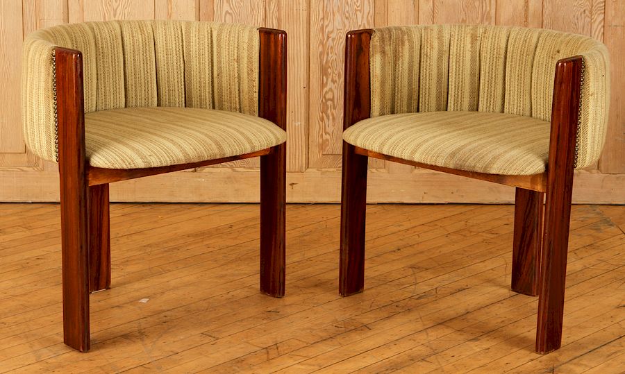 Appraisal: PAIR MID CENTURY MODERN ROSEWOOD ARM CHAIRS C A pair