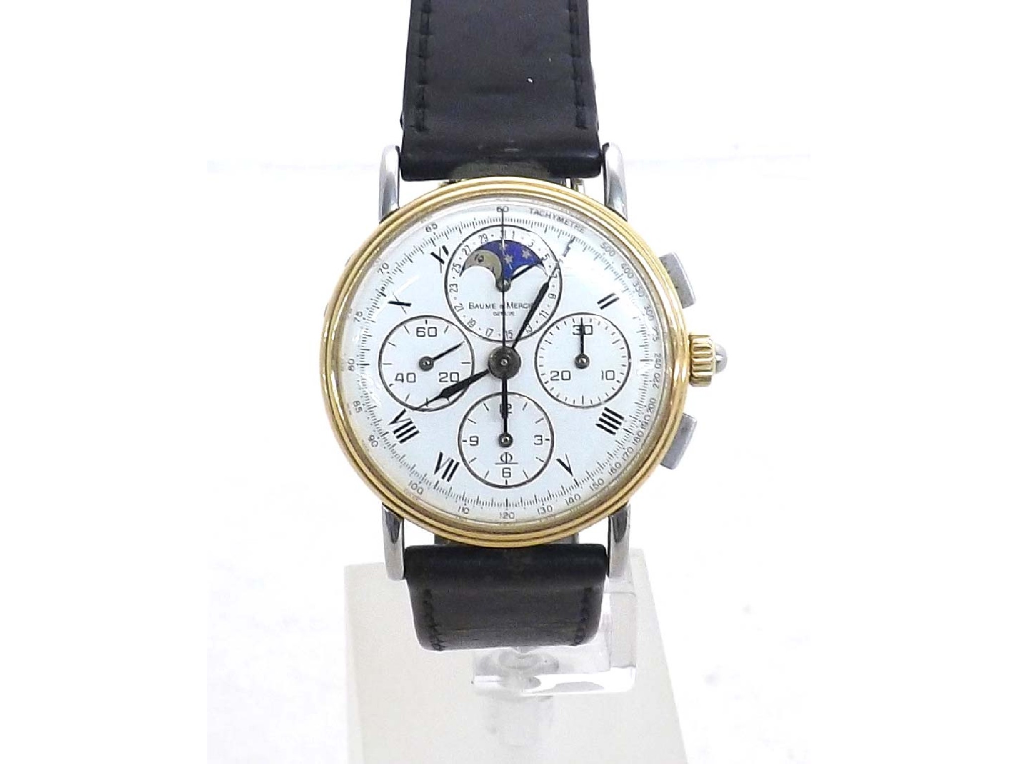 Appraisal: Baume Mercier moon phase chronograph stainless steel gentleman's wristwatch with