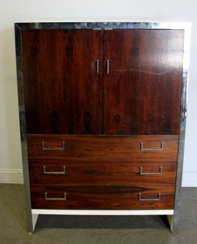 Appraisal: Midcentury Milo Baughman for John Stuart Cabinet White lacquered rosewood