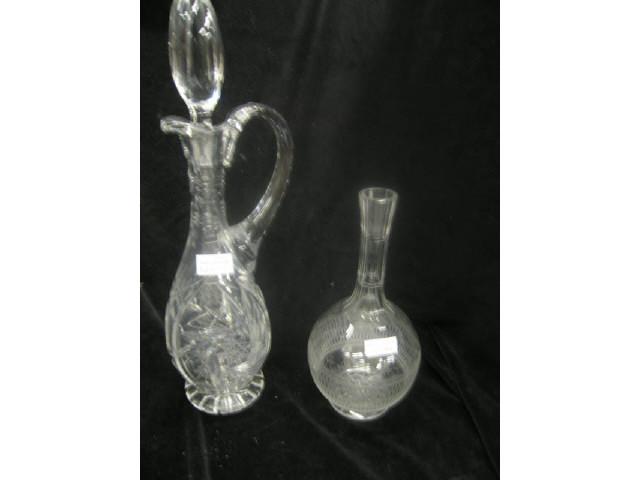 Appraisal: Cut Crystal Decanter Etched Crystal Vase