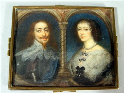 Appraisal: English double portrait miniature of Charles I and Henrietta Maria