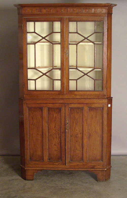 Appraisal: English oak corner cupboard early th c h w