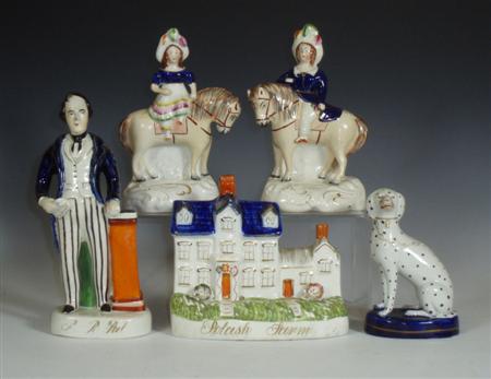 Appraisal: A group of th century Staffordshire figures comprising a flatback