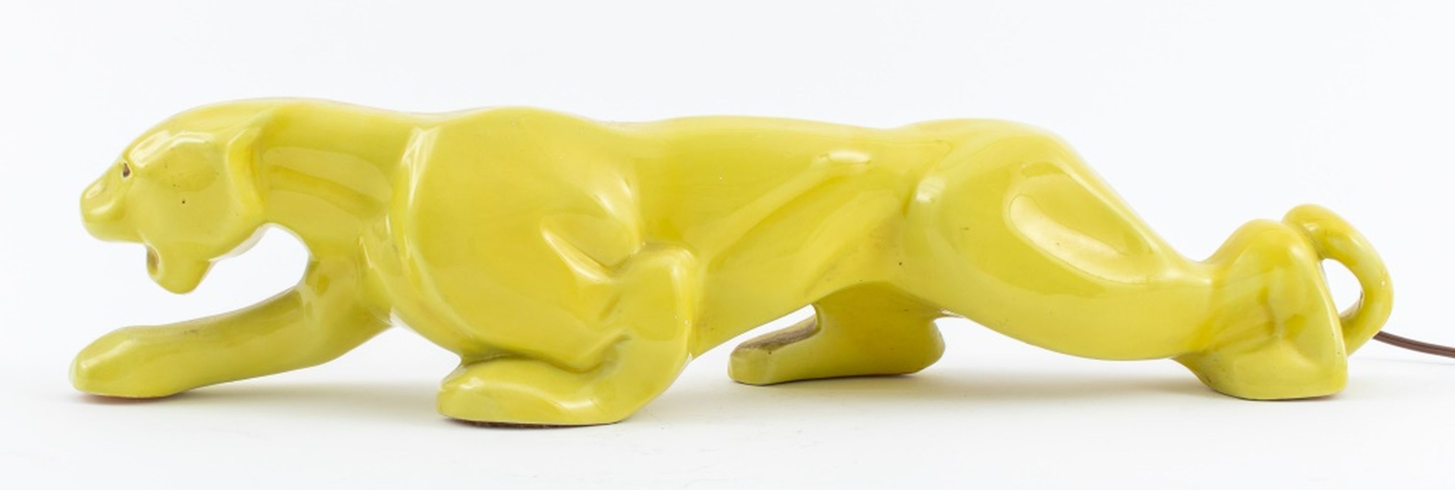 Appraisal: ART DECO GLAZED CERAMIC YELLOW PANTHER LAMP Art Deco yellow