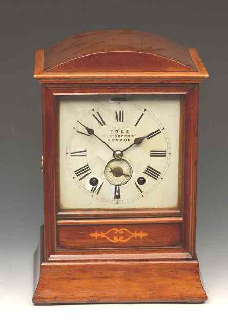 Appraisal: AN EARLY TH CENTURY MAHOGANY TIMEPIECE ALARM the Roman dial