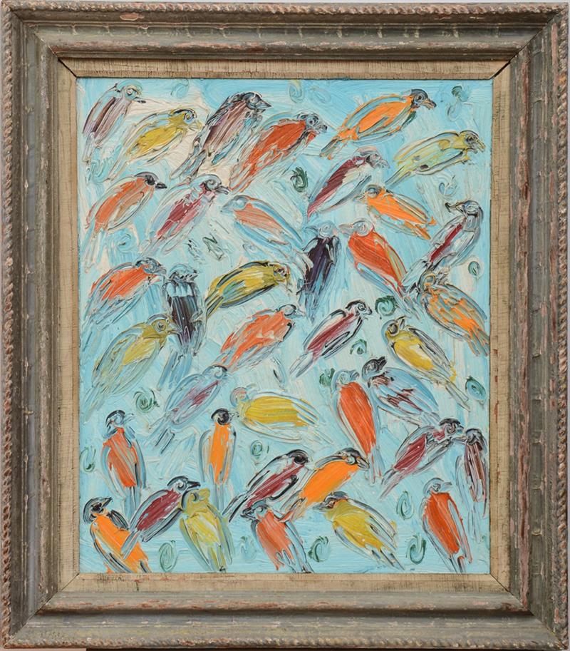 Appraisal: HUNT SLONEM b TANAGERS Oil on board signed titled and