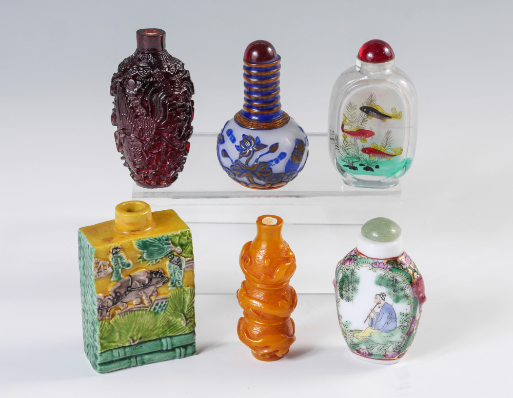 Appraisal: COLLECTION OF CHINESE SNUFF BOTTLES assorted pieces total to include