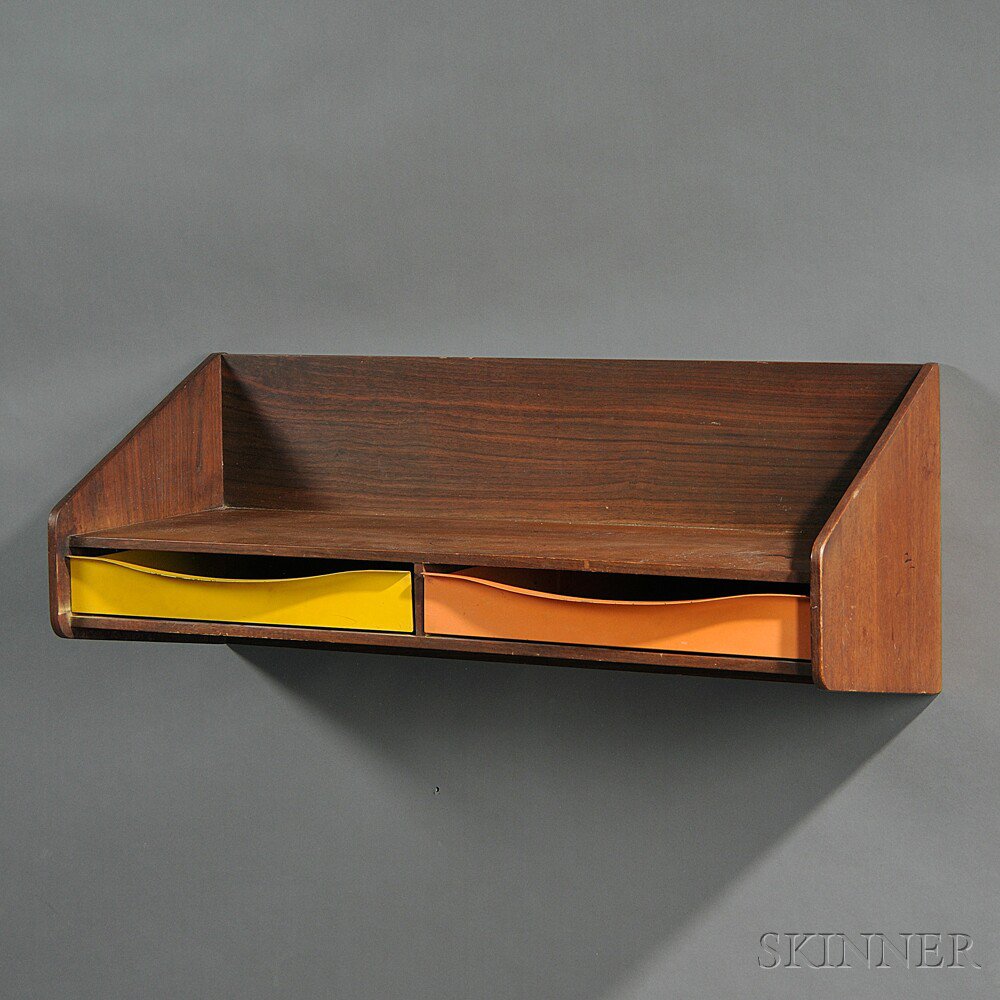 Appraisal: Scandinavian Design Wall Shelf Teak Denmark s Rectangular form with