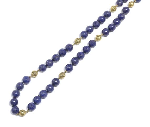 Appraisal: A LAPIS LAZULI SAUTOIR Decorative very long sautoir of numerous