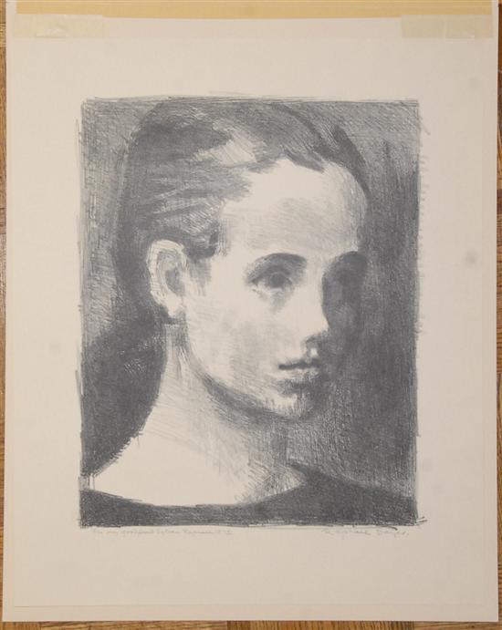 Appraisal: RAPHAEL SOYER - Lithograph Portrait of a Girl Signed proof