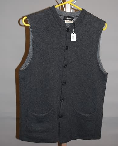 Appraisal: Eskandar gray cotton cashmere silk sleeveless sweater vest with button