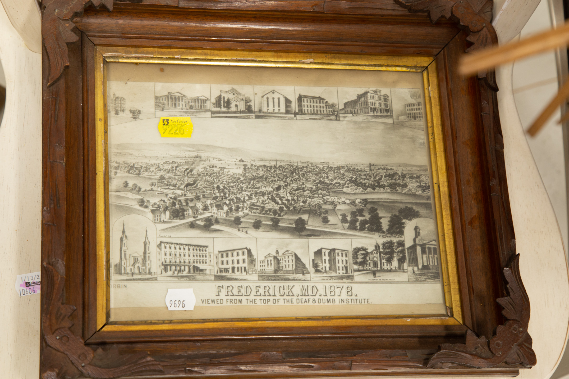 Appraisal: FREDERICK MARYLAND PHOTO PRINT antique in original walnut frame