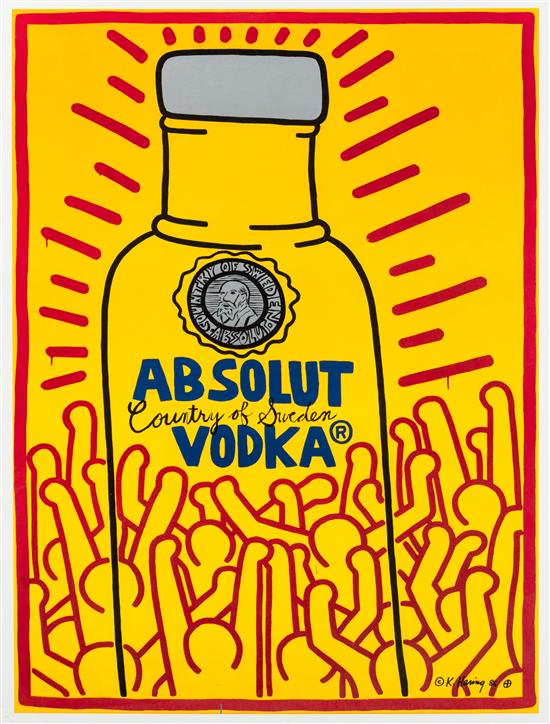 Appraisal: Sale Lot Keith Haring American - Absolut Vodka color offset