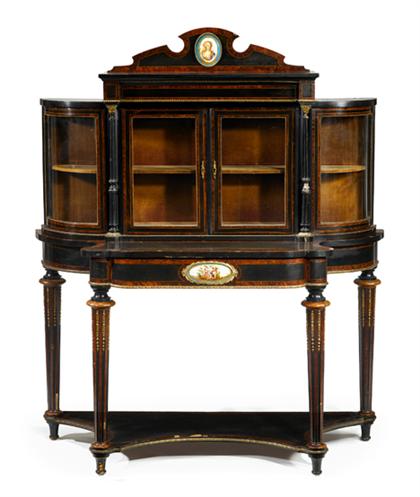 Appraisal: Louis Philippe ebonized burl walnut and porcelain inset cabinet on