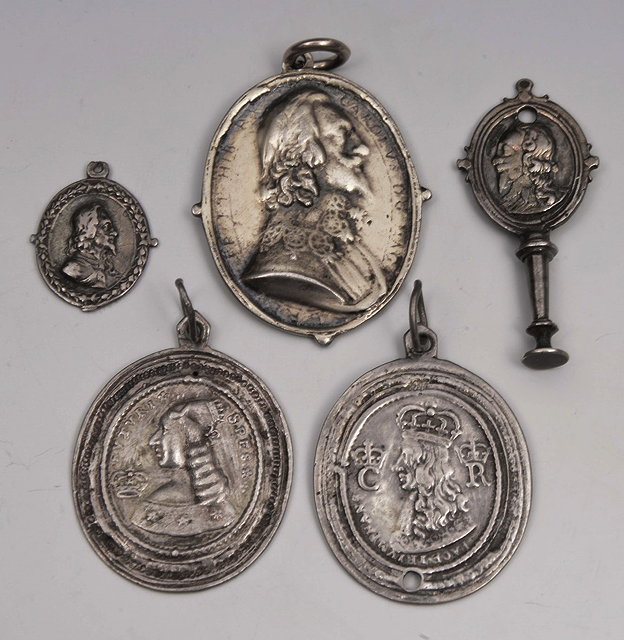 Appraisal: TWO SILVER ROYALIST MEDALLIONS for Charles I and Queen Henrietta