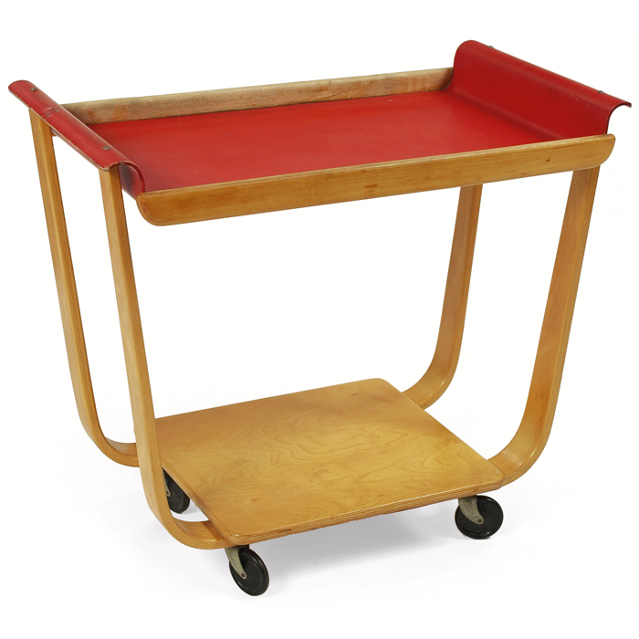 Appraisal: Cees Braakman Rolo serving cart red finish