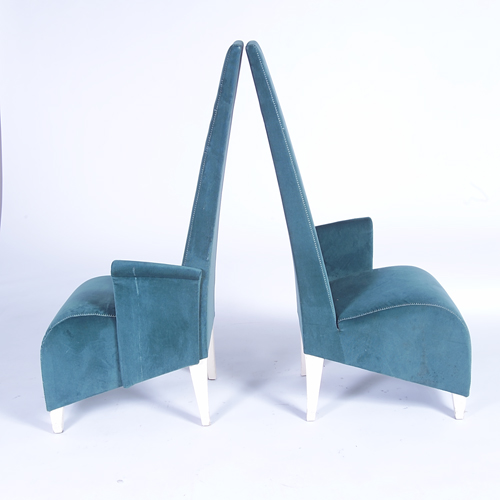 Appraisal: PHILIPPE STARCK Pair of high-back chairs from the Paramount Hotel