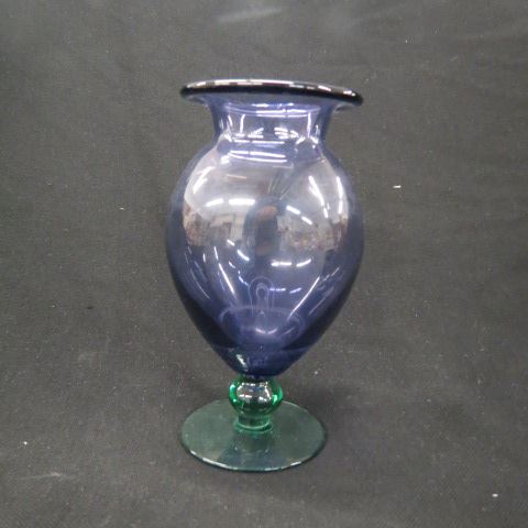 Appraisal: Art Glass Vase amethyst on green pedestal excellent