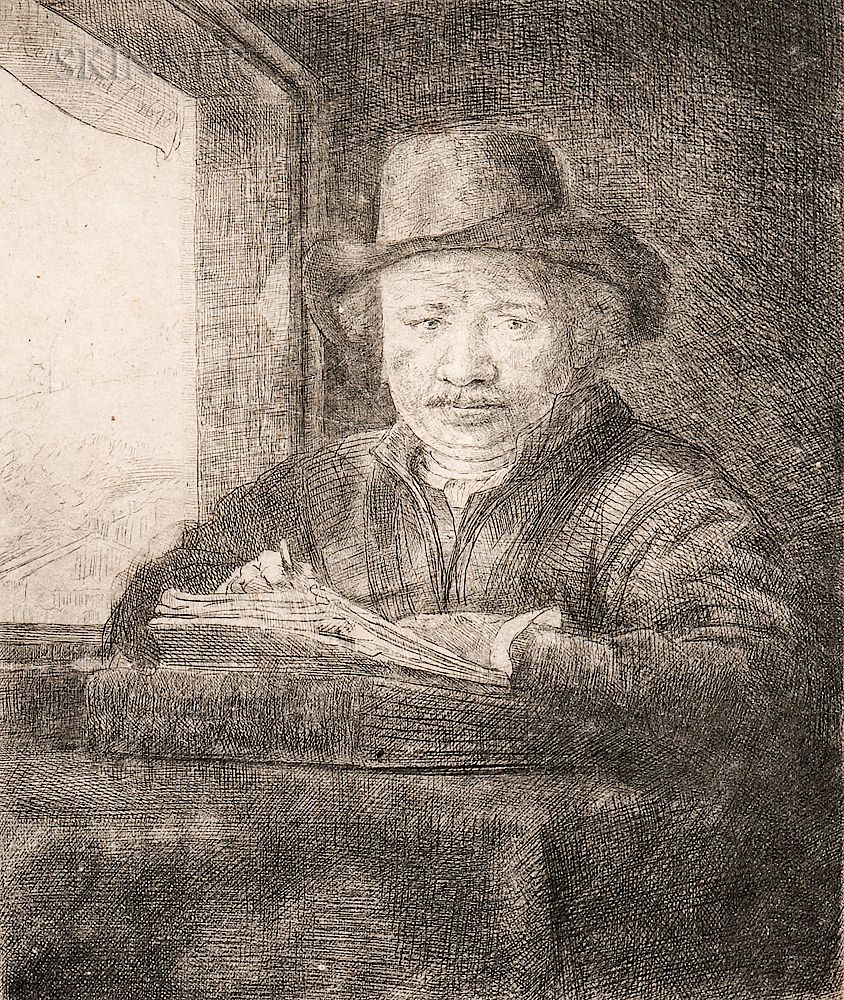 Appraisal: Rembrandt Harmensz van Rijn Dutch - Self Portrait Drawing at