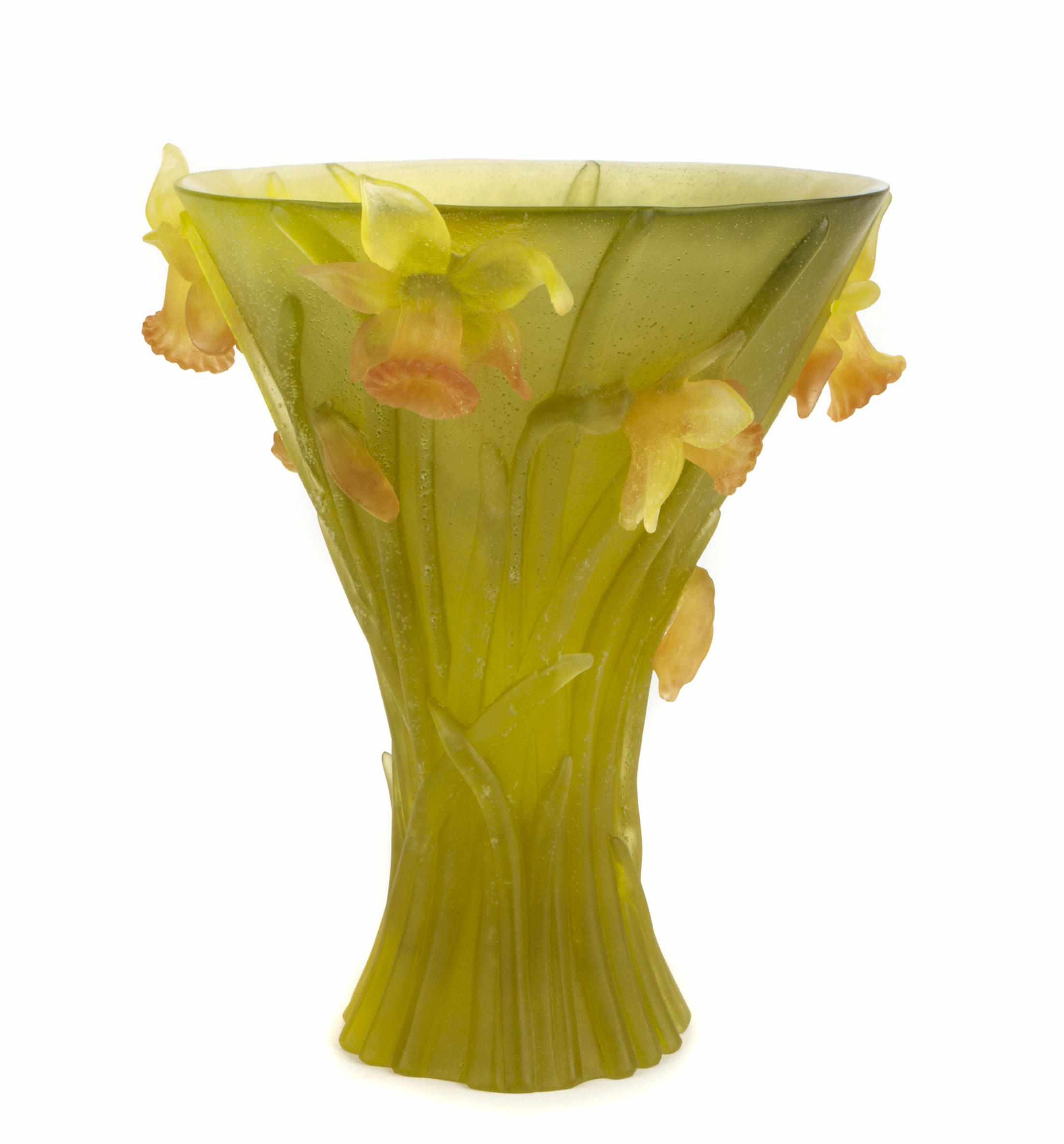 Appraisal: A Daum pte de verre Daffodil vase late th Centurysignedheight