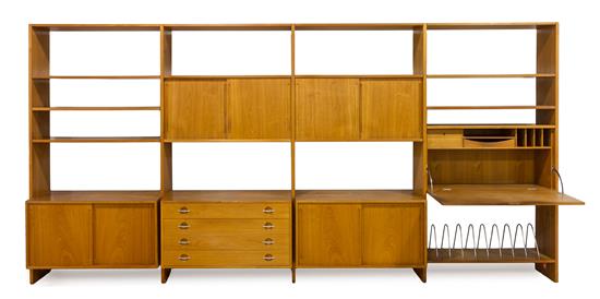 Appraisal: Sale Lot A Four-Part Teak Wall Unit Hans Wegner for