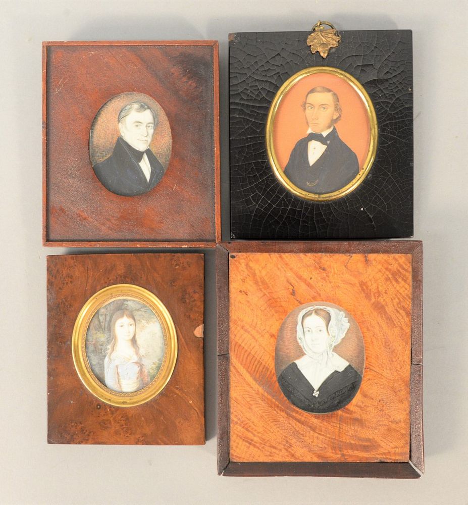 Appraisal: Four Miniature Paintings to include pair of Susan Wallis Mott