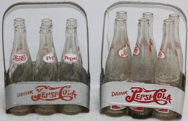 Appraisal: VINTAGE PEPSI-COLA CARRYING CRATES EACH WITH VINTAGE BOTTLES ONE SET