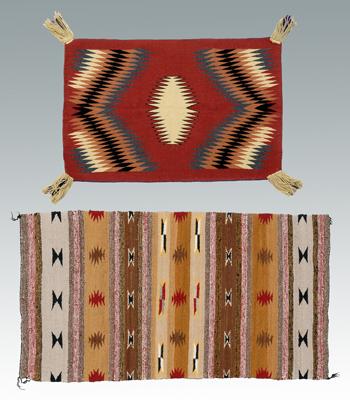 Appraisal: Two Navajo rugs eye dazzler design on brick red field