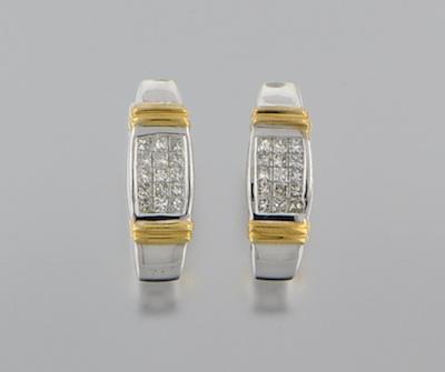 Appraisal: A Pair of Two Tone Gold and Diamond Leverback Earrings