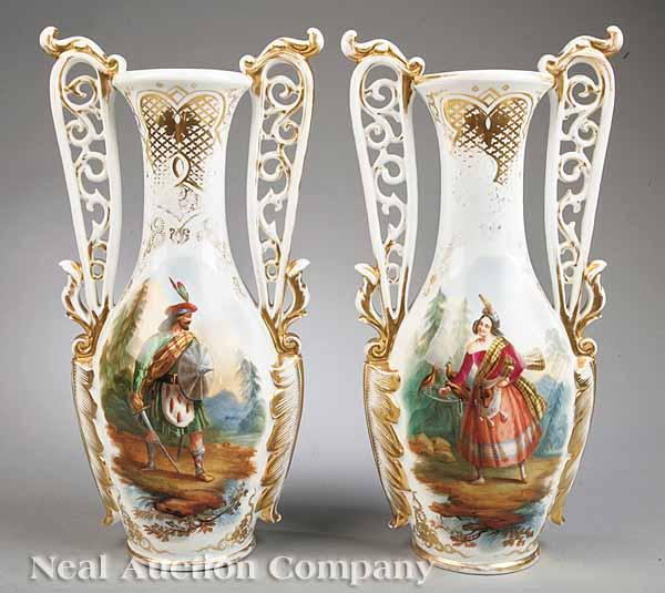 Appraisal: A Pair of Paris Porcelain Vases th c baluster form