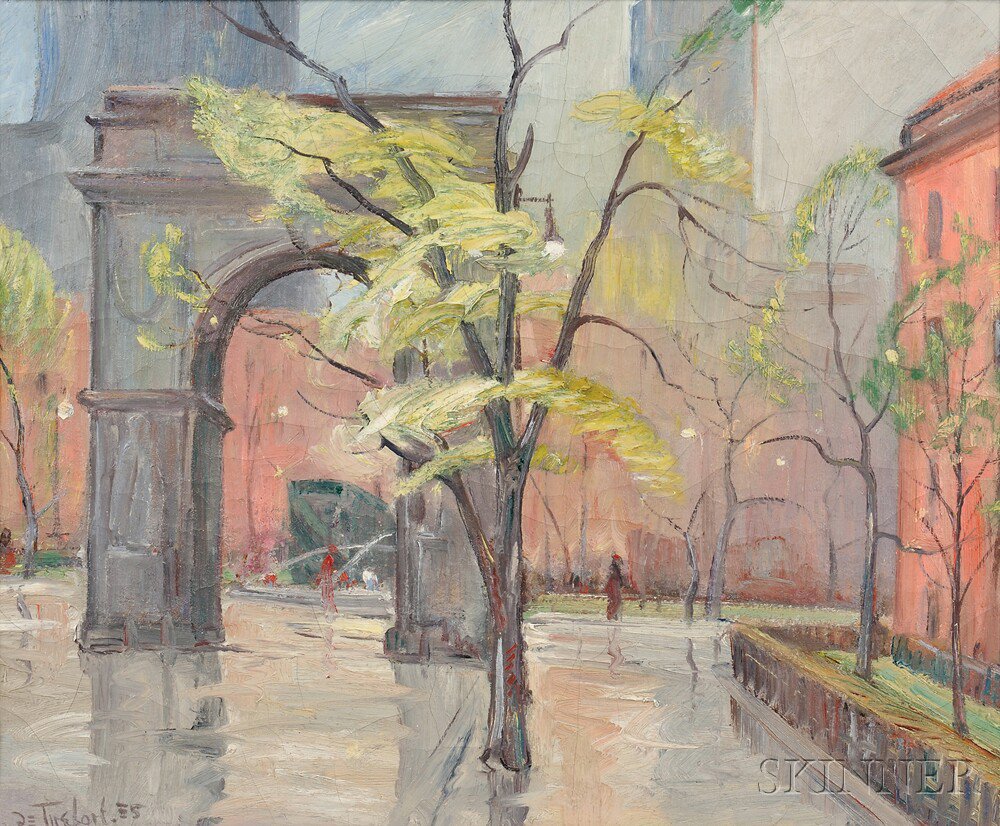 Appraisal: Bela de Tirefort American - Washington Square Arch in Spring