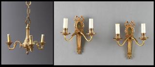 Appraisal: Louis XV Style Bronze Three Light Chandelier th c with