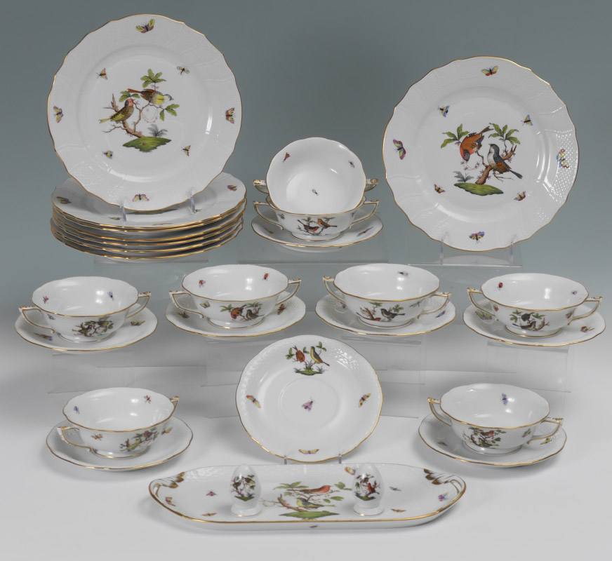 Appraisal: HEREND ROTHSCHILD BIRD CHINA pieces fine hand painted Hungarian china