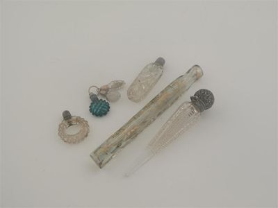 Appraisal: Six various th century mounted cut glass scent bottles phials