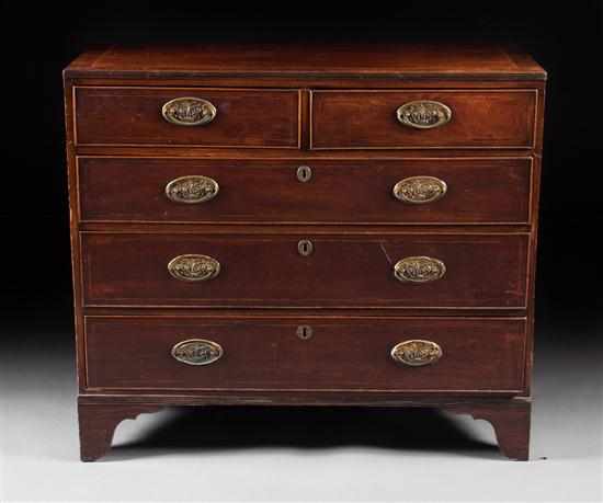 Appraisal: George III banded and inlaid mahogany chest of drawers circa