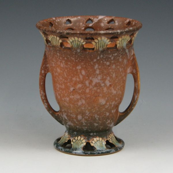 Appraisal: Roseville Ferella - handled vase in brown Unmarked Mint tall