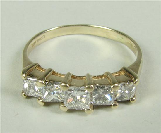 Appraisal: Ladies Diamond Gold Ring K yellow gold grams Five princess