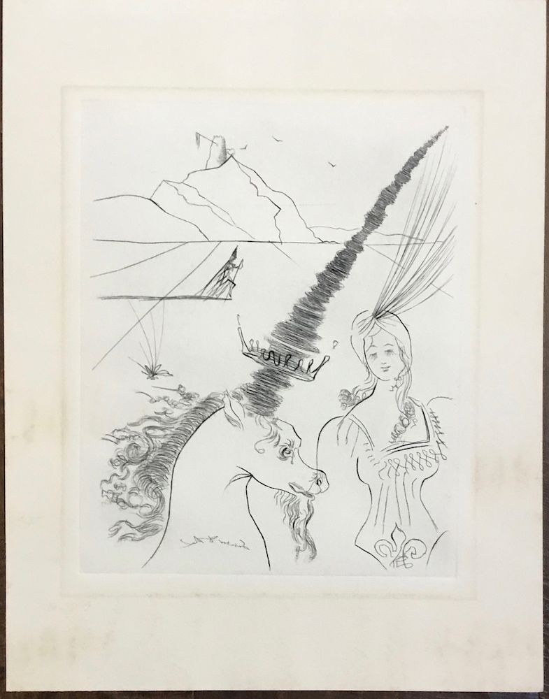 Appraisal: Etching Unicorn and the Lady Salvadore Dali Original etching done