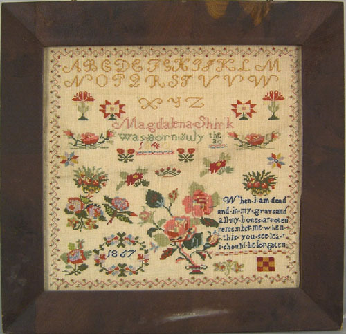 Appraisal: Lancaster or York County Pennsylvania wool needlework dated wrought by