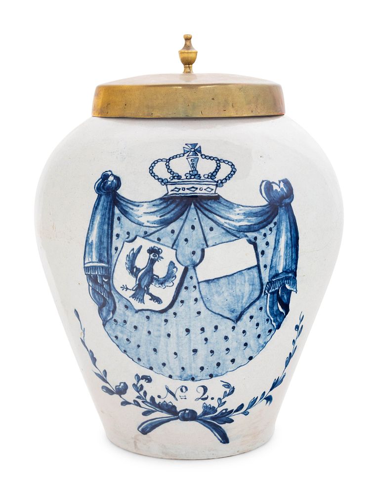 Appraisal: A Delft Blue and White Tobacco Jar A Delft Blue