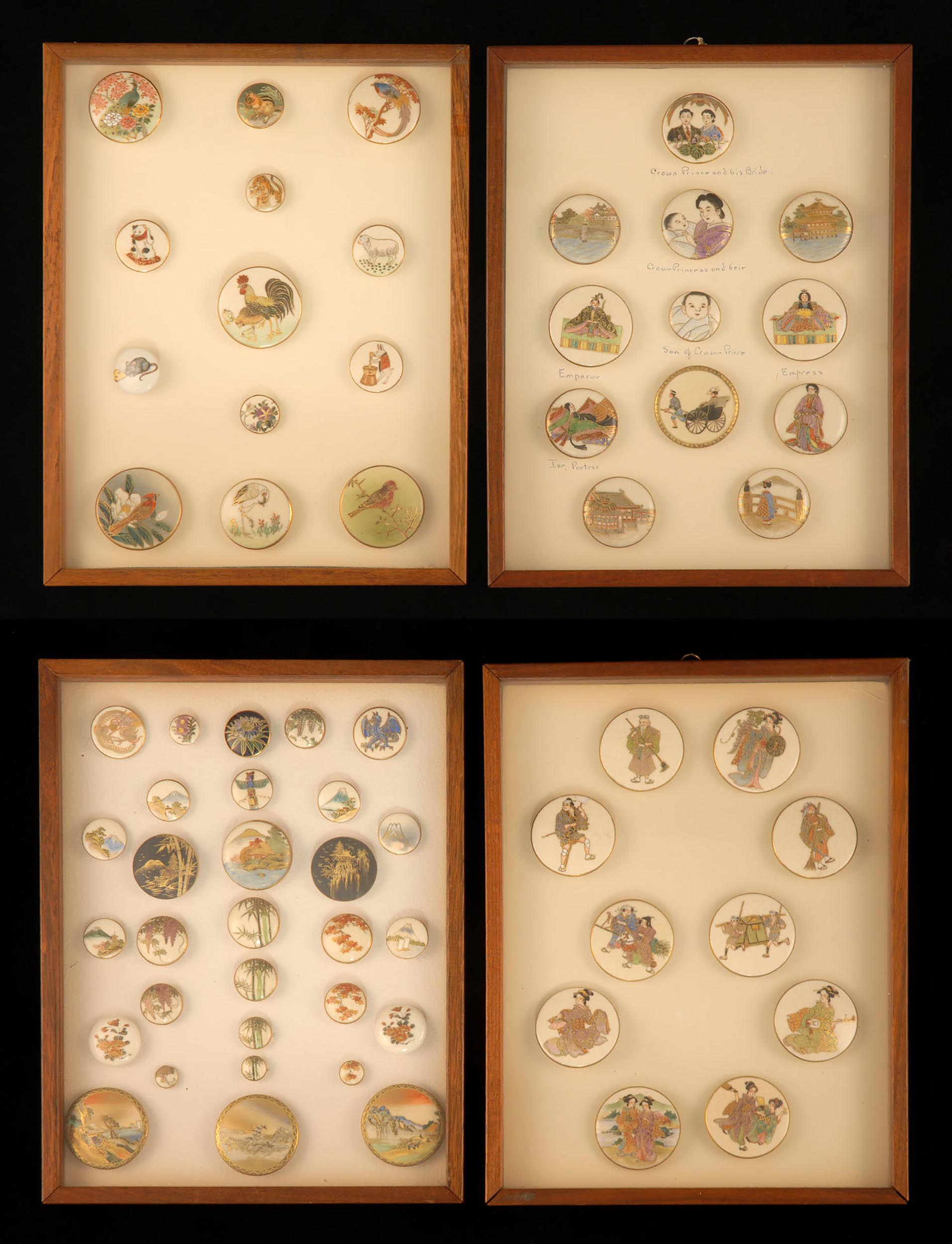 Appraisal: SIXTY-FIVE SATSUMA POTTERY BUTTONS Including ten buttons with figural designs