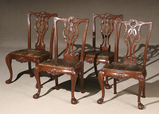 Appraisal: Set of Four George III Style Mahogany Side Chairs Early