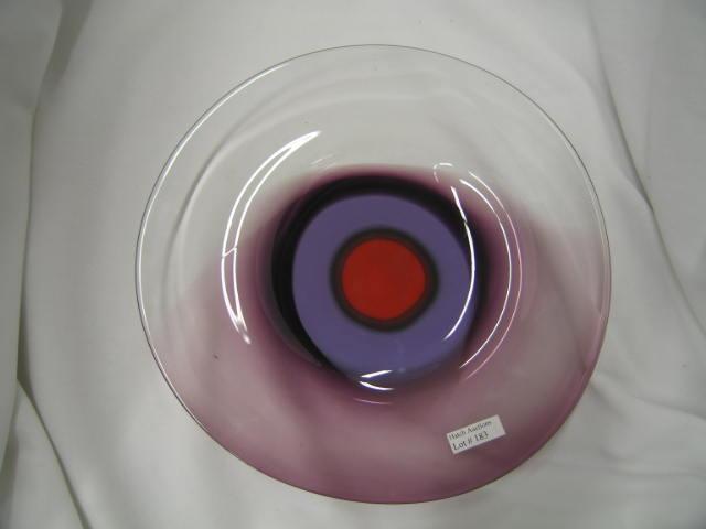 Appraisal: Shaun Weisbach Studio Art Glass Dish signed dated amethyst background