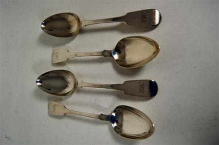 Appraisal: A matched set of eight fiddle pattern table spoons four