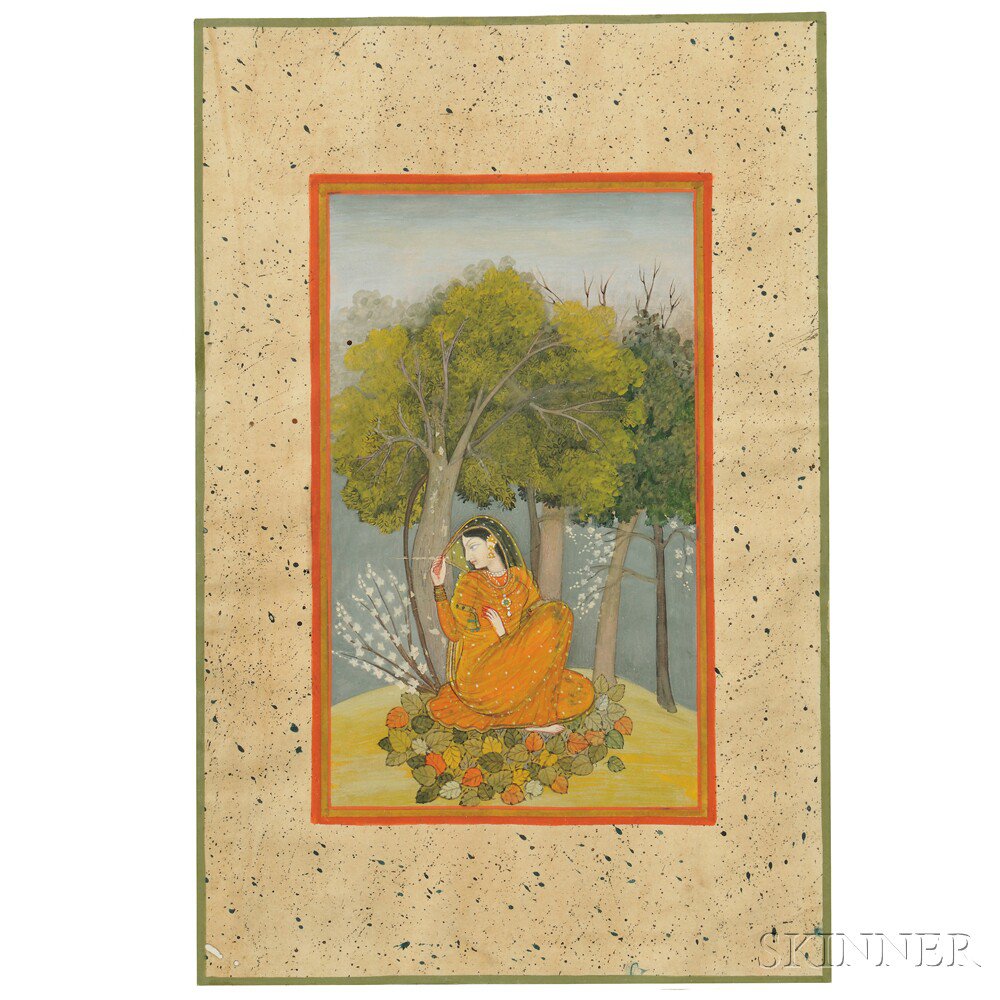 Appraisal: Miniature Painting of a Woman India th century opaque color