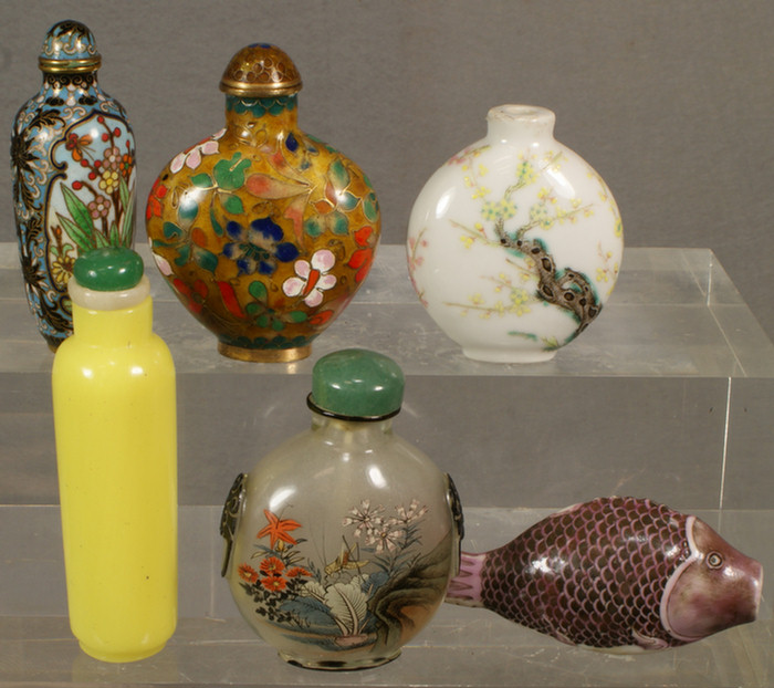 Appraisal: Lot of Chinese snuff bottles consisting of cloisonne bottles reverse